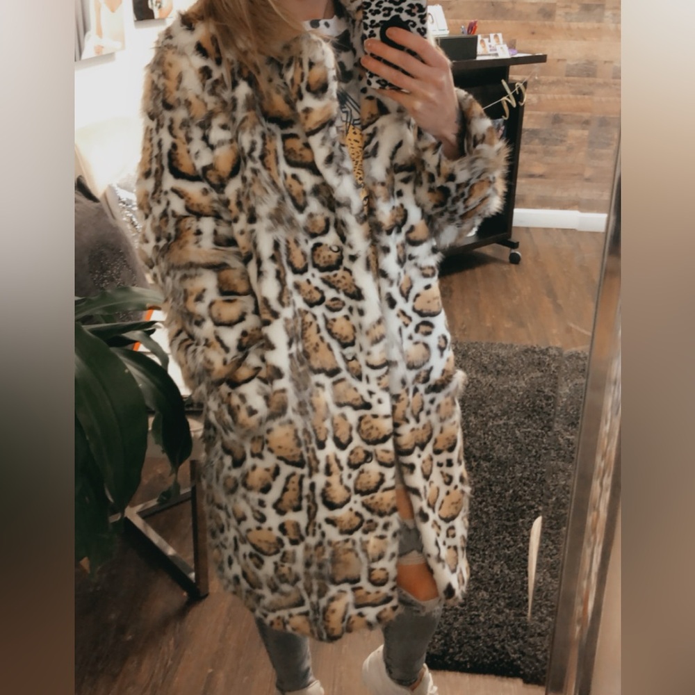 unique Leopard Print Teddy faux fur coat